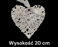 Serce Wiklinowe 20 cm Białe Zawieszka Dekoracja WH-20