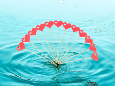 Serce Na Patyku Piku Dekoracja 22 x 5 x 4 cm AL6018 12 Sztuk