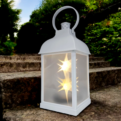 Lampion LED Latarnia Lampa Biała z Zawieszką 27x10X10 cm 1010-J