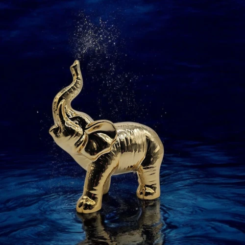 Figurka Słoń Ceramiczny Słonik Złoty 18 x 9 x 18 cm ZY22120G.png