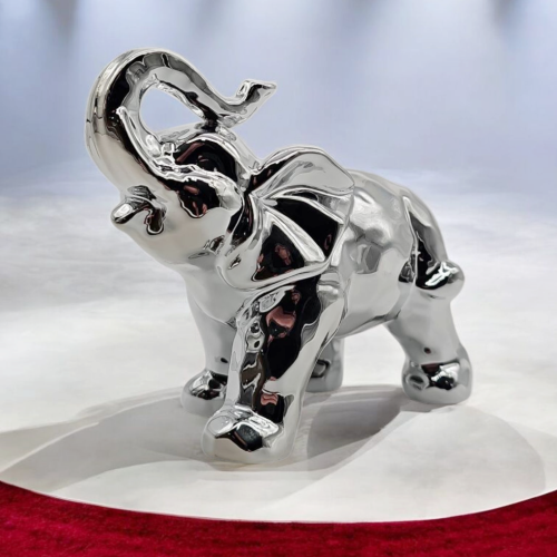 Figurka Słoń Ceramiczny Słonik Srebrny 17 x 8 x 12 cm ZY22127-S 1.png