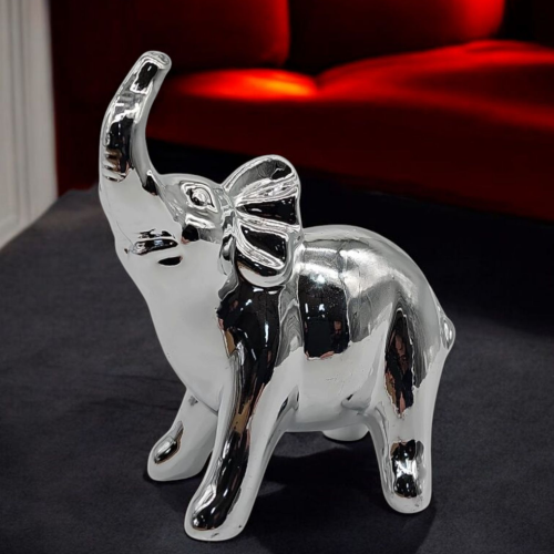 Figurka Słoń Ceramiczny Srebrny ZY21860-2S 15 x 7 x 15 cm 1