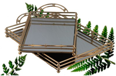 Podstawka Zestaw 2 Złotych Metalowych Podstawek Lustra 39 i 45 cm F1864-G
