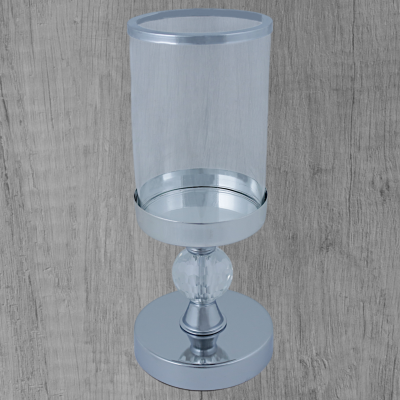 Świecznik Ozdobny Dekoracyjny Srebrny z Kryształem K1510-AS 28 x 12 cm