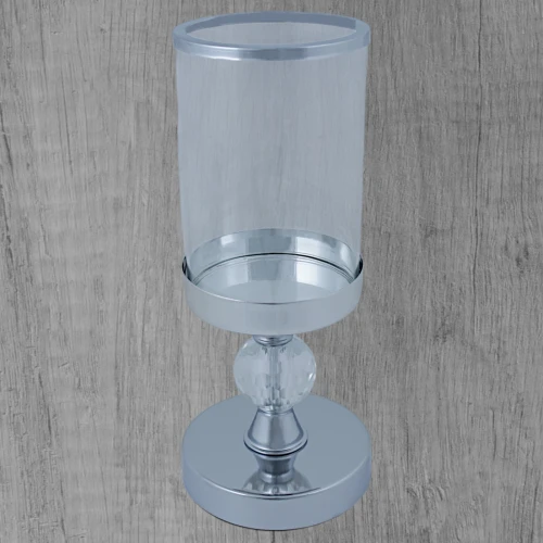 Świecznik Ozdobny Dekoracyjny Srebrny z Kryształem K1510-AS 28 x 12 cm (min).png