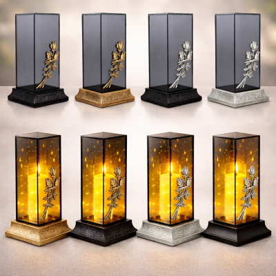 Znicz Szklany Lustrzany Premium Kapliczka 14x14x28 cm RT25119