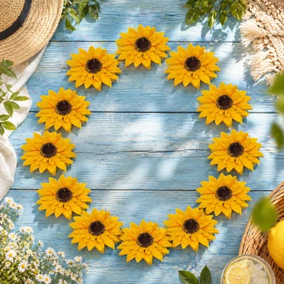 Słonecznik Główka Kwiatowa Wyrobowy 13 cm YF708 12 Sztuk