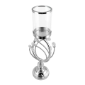 Świecznik Srebrny Metalowy Owal z Kryształkami JX-192-1S 16 x 56 cm (1).png