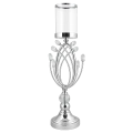 Świecznik Srebrny Metalowy Owal z Kryształkami JX-192-1S 16 x 56 cm (2).png