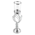 Świecznik Srebrny Metalowy Owal z Kryształkami JX-192-1S 16 x 56 cm (3).png