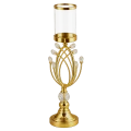 Świecznik Złoty Metalowy Owal z Kryształkami JX-192-1G 16 x 56 cm (2).png