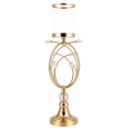 Świecznik Złoty Metalowy Owal z Kryształkami JX-192-2G 16 x 62 cm (1).png
