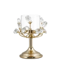 Świecznik Metalowy Ozdobny Złoty z Kryształkami JX-054-1G 18 x 19 cm (1).png