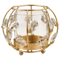 Świecznik Metalowy Ozdobny Złoty z Kryształkami Okrągły JX-123-1G 17 x 13 cm (1).png