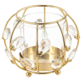 Świecznik Metalowy Ozdobny Złoty z Kryształkami Okrągły JX-123-1G 17 x 13 cm (2).png