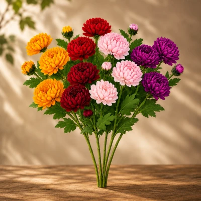 Chryzantema Sztuczna Duża Bukiet 4 Kwiaty VIP6460 62 cm
