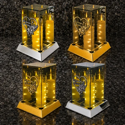 Znicz Lustrzany 3D 17x17x23 cm Kochanemu Tacie Kochanej Mamie LED RT25118